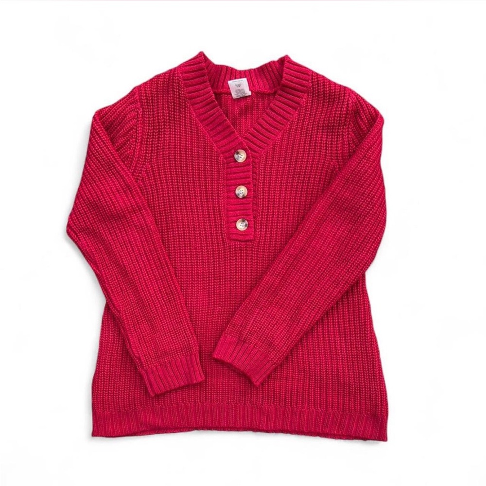 Blair Cherry Red Cardigan with tortoise buttons women’s small